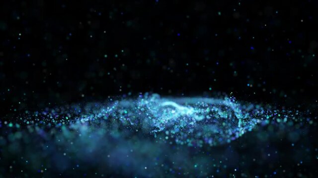 Particles moving upwards in slow motion 4k footage, Blue particles moving footage