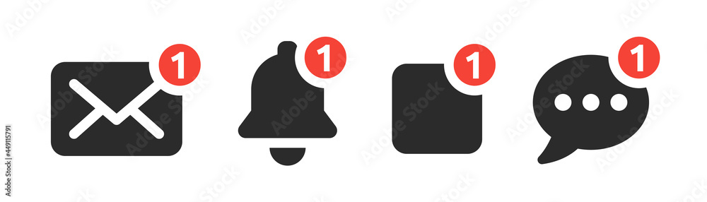 Poster notification icon set. new e-mail, new message icon. social media chat notify communication. vector 