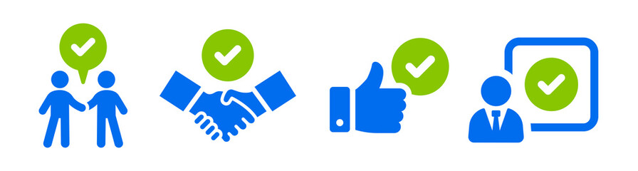 Deal icon set. Containing handshake, confirm, agreement, cooperation, partnership icon - obrazy, fototapety, plakaty