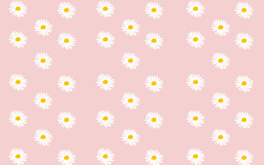 Fototapeta na wymiar vector seamless pattern white daisy flower in pink background illustration