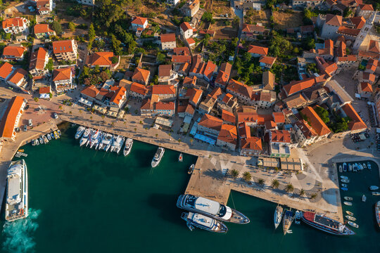 Aerial scene of Jelsa town on Hvar island, Croatia