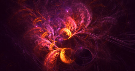 3D rendering abstract multicolor fractal light background