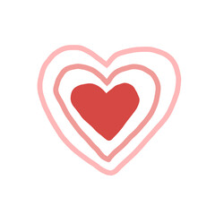 heart hand drawn. vector doodle. love, valentines day, card, sticker, icon, red, pink.