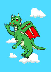 Funny dragon above the sky