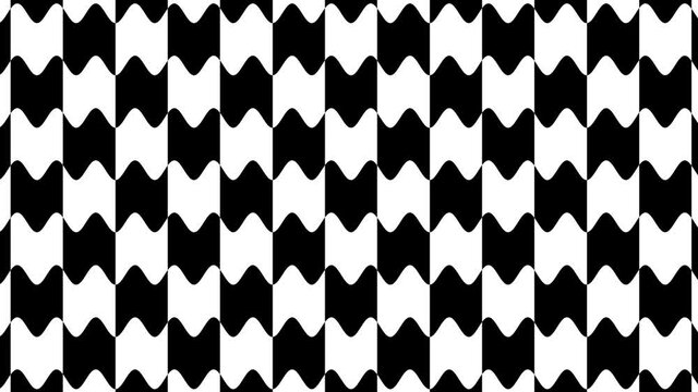 The abstract movement of cells through the waves. Op art. Black and white background.

