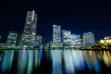 Naklejka premium 神奈川県横浜市みなとみらいの夜景