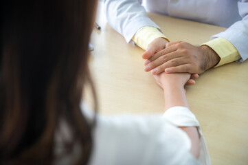 Obraz premium health mental patient visit professional doctor for therapy medicine help support, psychiatrist or psychologist checking on psychotherapy treatment care a depression problem disease woman