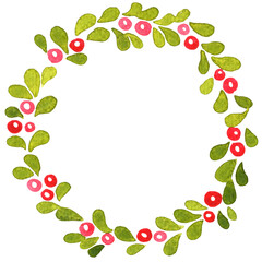 Mythical purple leaves and red berry frame for decoration on fantasy natural theme and Christmas holiday festival.