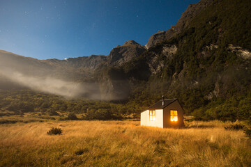 Moonlight, Christmas Flat Hut, Karangarua Valley, Westland, New Zealand