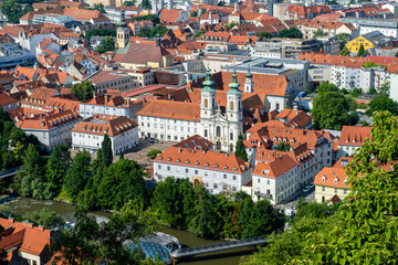 Obraz premium Aerial View Of Graz City Center.