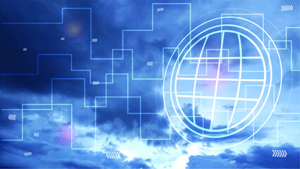 Vector illustration of technology hi-tech communication and sky background 