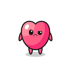 the mascot of the heart symbol with sceptical face