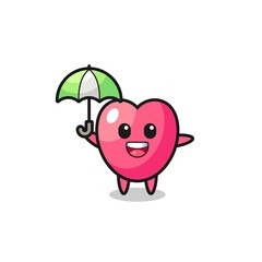 cute heart symbol illustration holding an umbrella