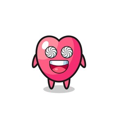 cute heart symbol character with hypnotized eyes