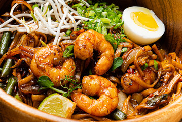 noodle with shrims and egg