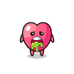 the cute heart symbol character with puke