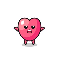 heart symbol mascot character saying I do not know