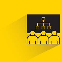 employee monitoring organization chart icon on yellow background
