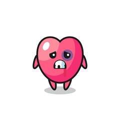 injured heart symbol character with a bruised face