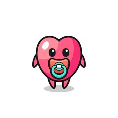 Naklejka premium baby heart symbol cartoon character with pacifier