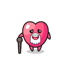 cute heart symbol grandpa is holding a stick