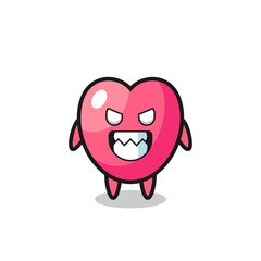evil expression of the heart symbol cute mascot character