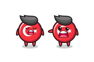 illustration of the argue between two cute turkey flag badge characters