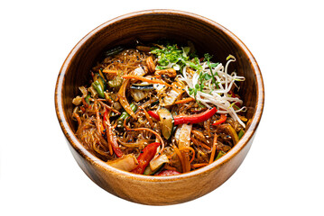 noodlw with vegetables and seaweed