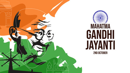 Happy Gandhi Jayanti Abstract Illustration - obrazy, fototapety, plakaty