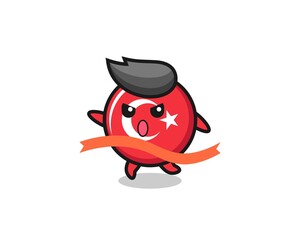 cute turkey flag badge illustration is reaching the finish