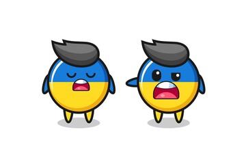 illustration of the argue between two cute ukraine flag badge characters