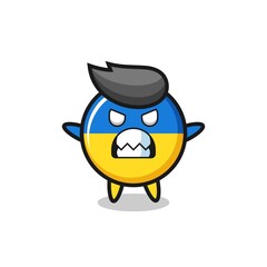 Fototapeta premium wrathful expression of the ukraine flag badge mascot character