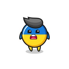 ukraine flag badge illustration with apologizing expression, saying I am sorry