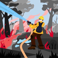 Fire in the forest vector design. Wildfire illustration