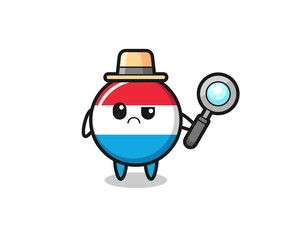 the mascot of cute luxembourg flag badge as a detective