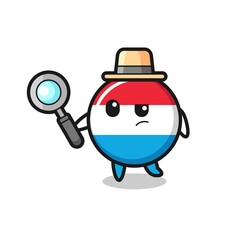 Fototapeta premium luxembourg flag badge detective character is analyzing a case