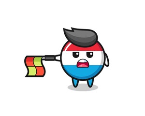 luxembourg flag badge character as line judge hold the flag straight horizontally