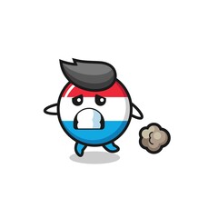 illustration of the luxembourg flag badge running in fear