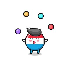 Obraz premium the luxembourg flag badge circus cartoon juggling a ball