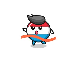 cute luxembourg flag badge illustration is reaching the finish