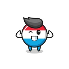 Obraz premium the muscular luxembourg flag badge character is posing showing his muscles
