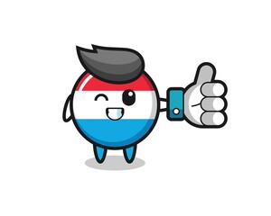 cute luxembourg flag badge with social media thumbs up symbol