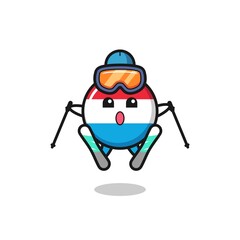 Obraz premium luxembourg flag badge mascot character as a ski player