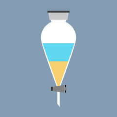 Obraz premium Vector illustration of a separating funnel with different coloured solution.