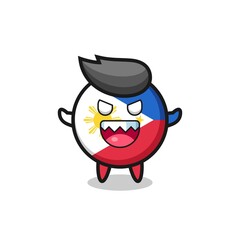 illustration of evil philippines flag badge mascot character
