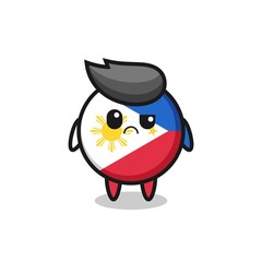 the mascot of the philippines flag badge with sceptical face