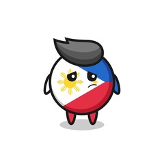 the lazy gesture of philippines flag badge cartoon character