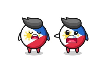 illustration of the argue between two cute philippines flag badge characters