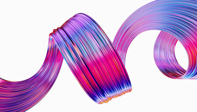 Colorful shape isolated on white. Colorful glossy shape 3d render. 