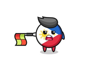 philippines flag badge character as line judge hold the flag straight horizontally